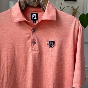 FootJoy Orange Heather Moisture Wicking Polo Golf Shirt Orchard Lake CC